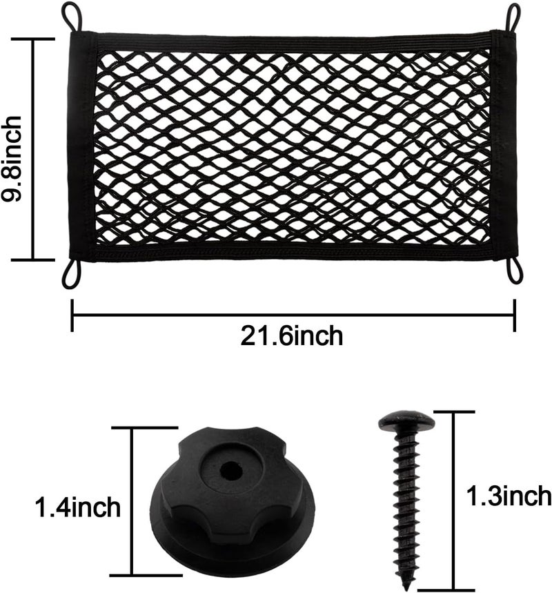 VEHIRIE 2 Pack Small Cargo Net Pocket Storage Pouch Bag 21 x 9.8 Inches RV Netting Elastic Automotive Cargo Nets with 8 Mounting Screws, Storage Mesh for Car Trunk SUV Boats - Image 3